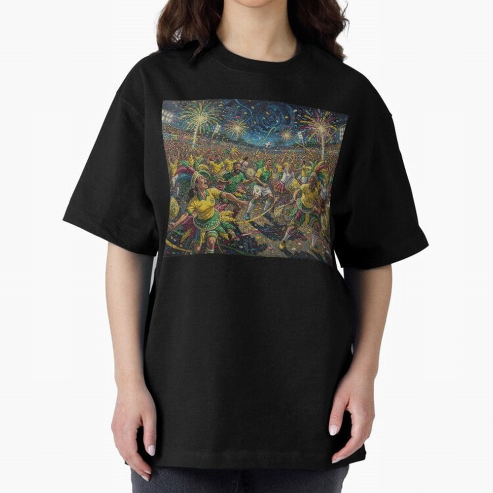 Celebration at Brazilian Football Match World Cup 2026 Vibes Oversized T-Shirt Show Your Tournament Heart for FIFA World Cup 2026 USA Canada Mexico for Fans of Mbappe and Spain and Netherlands, Bringing Game Day Rituals, Football Legends, Country