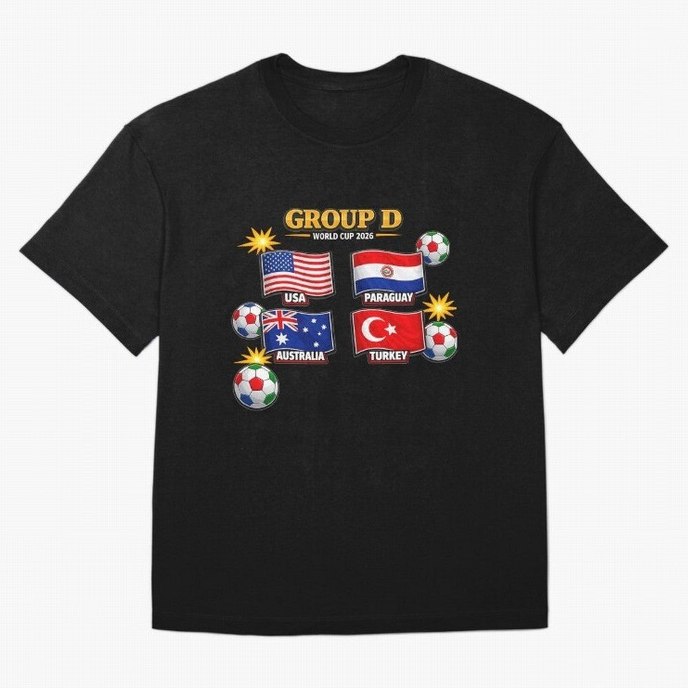 Group?D?¨C?World?Cup?2026?Flags Oversized T-Shirt Stand with FIFA World Cup 2026 Spirit, Highlighting Spain, Haaland and Mbappe, Fan Favorite Moments, National Team Passion, Big Match Drama and Soccer History; Ideal for Football Dads, Football