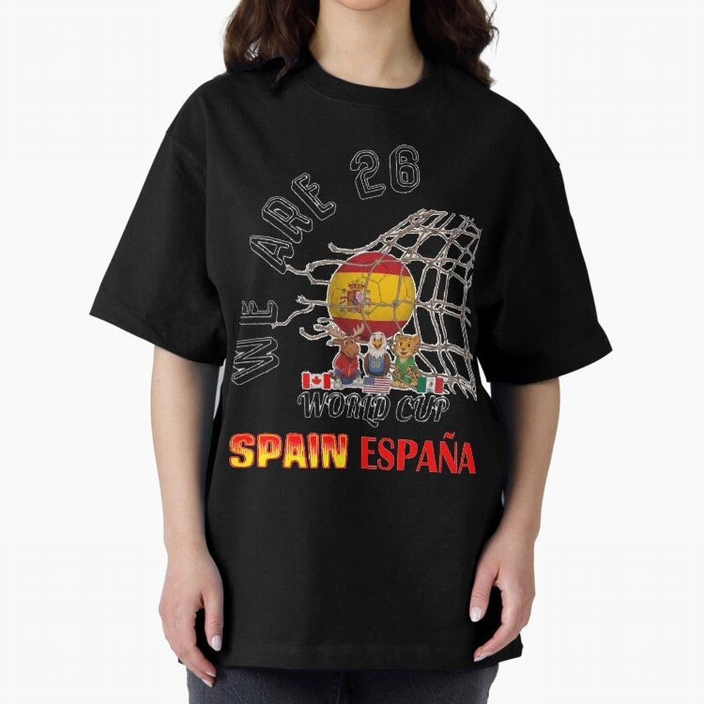 World cup 26 - Spain Oversized T-Shirt Fuel Your Fan Pride for Match Day Hype around FIFA World Cup 2026, CR7 and Messi, Spain, Football History, Final Match Energy, Crowd Noise and Once in a Lifetime Moments; Made for Collectors Who Enjoy Iconic