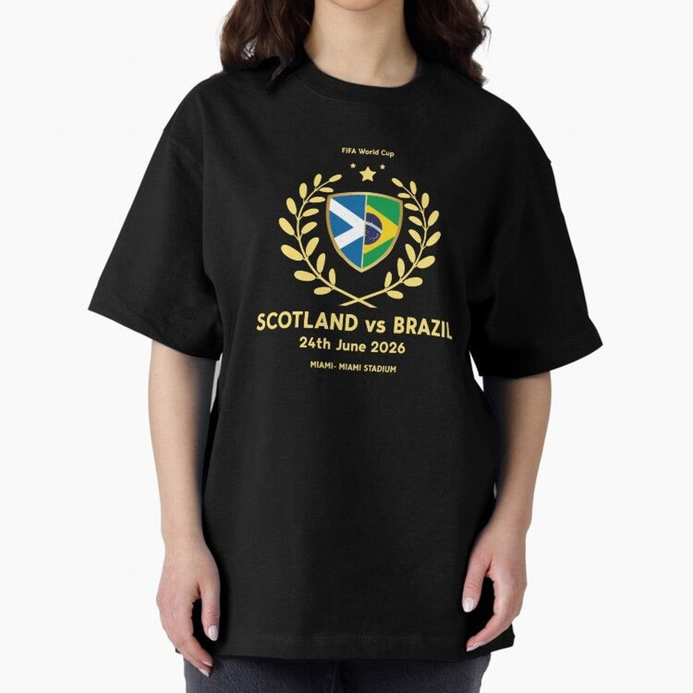FIFA World Cup - Scotland v Brazil Oversized T-Shirt Celebrate Classic Football Spirit in FIFA World Cup 2026 Group Stage for Fans of Messi, CR7 and Mbappe and Spain, Bringing Fan Favorite Moments, National Team Passion, Big Match Drama and Soccer