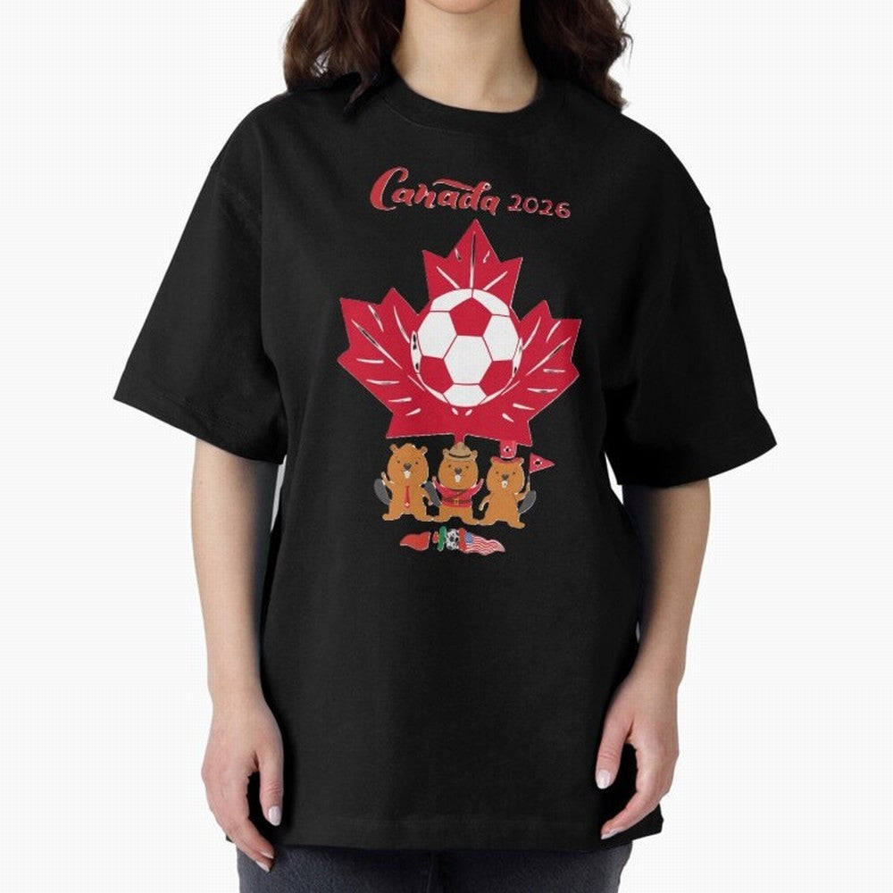 Canada 2026 Oversized T-Shirt Honor Champions and Dreams in FIFA World Cup 2026 USA Canada Mexico Spirit, Highlighting Argentina, France and Brazil, Messi, Neymar and Mbappe, Stadium Chants, National Pride, Trophy Dreams and Unforgettable Football