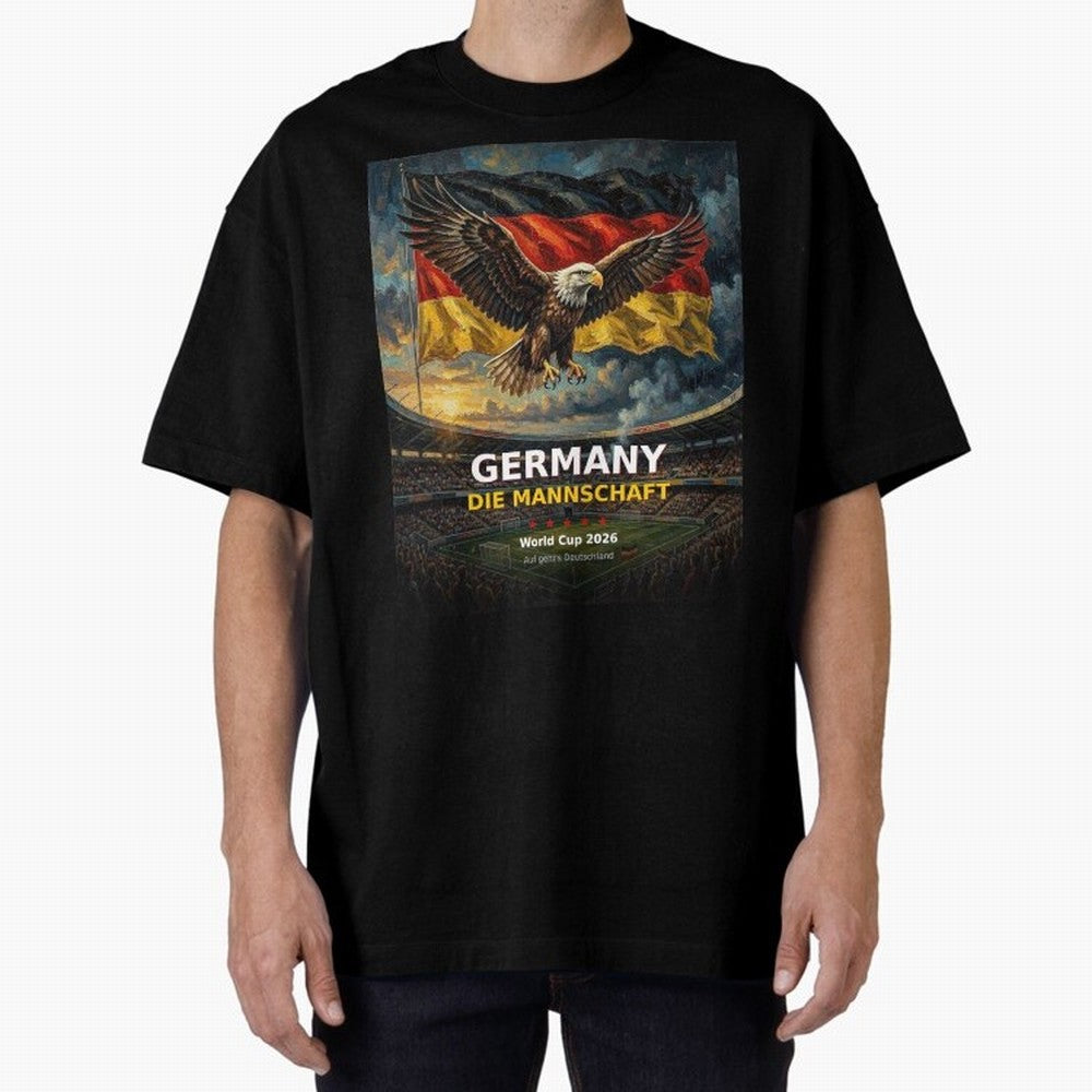 Germany Die Mannschaft - World Cup 2026 Soccer Fan Tee Oversized T-Shirt Celebrate Rivalries and Pride in FIFA World Cup 2026 Group Stage for Fans of Messi and Cristiano Ronaldo and England, Bringing Global Supporter Spirit, Legendary Goals,