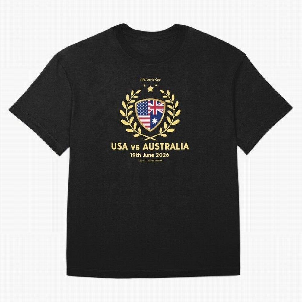 FIFA World Cup - USA v Australia Oversized T-Shirt Honor the Football Icons of FIFA World Cup 2026 Group Stage Spirit, with Portugal, Messi, Championship Spirit, Famous Goals, Roaring Crowds and International Football Unity; Ideal for Fans Who