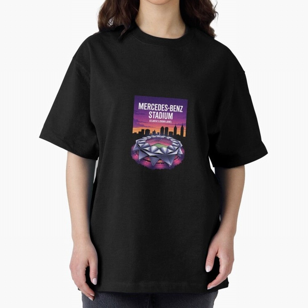 Atlanta Stadium Oversized T-Shirt Celebrate Fan Favorites in Match Day Hype around FIFA World Cup 2026 Group Stage, Messi, CR7 and Mbappe, Germany, Sports Nostalgia, International Competition, Famous Players and Unforgettable Victories; Perfect for