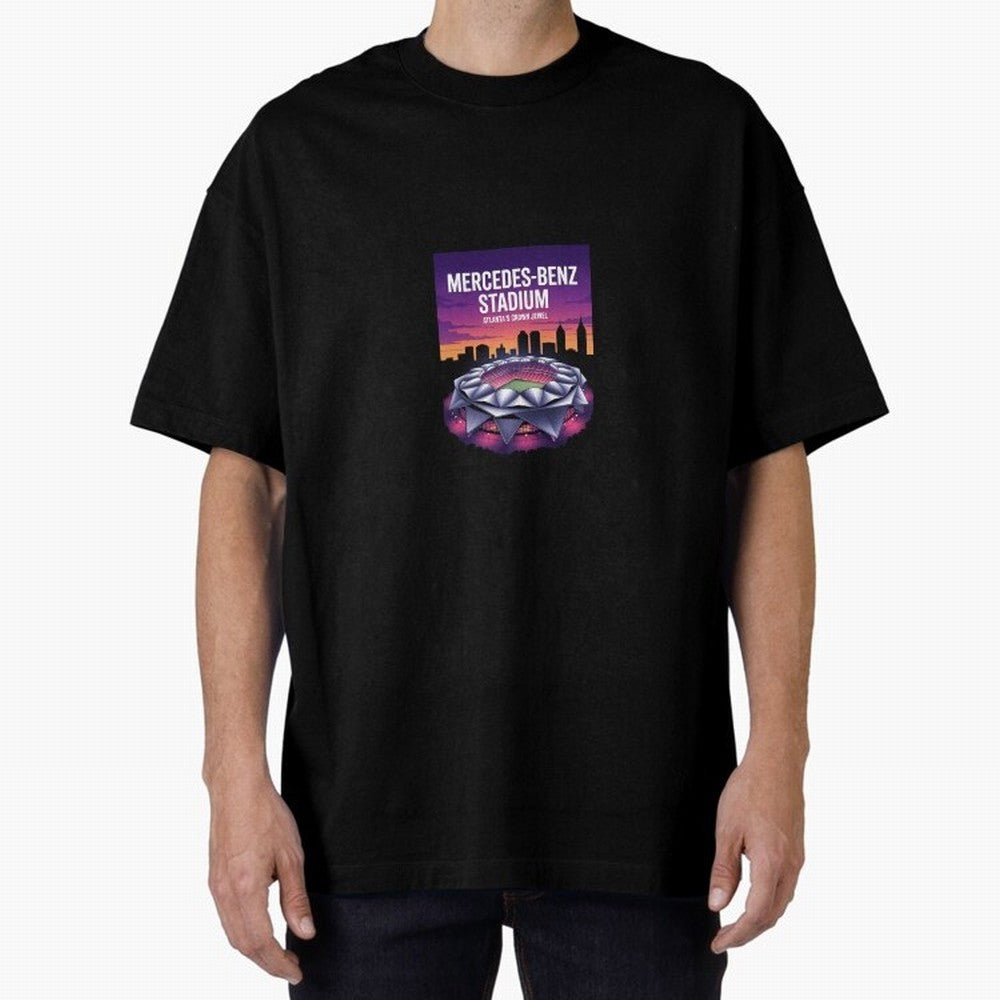 Atlanta Stadium Oversized T-Shirt Celebrate Fan Favorites in Match Day Hype around FIFA World Cup 2026 Group Stage, Messi, CR7 and Mbappe, Germany, Sports Nostalgia, International Competition, Famous Players and Unforgettable Victories; Perfect for