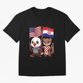 The American eagle and its friend, the Croatian marten Oversized T-Shirt Showcase the FIFA World Cup 2026 Group Stage Journey through Messi and Cristiano Ronaldo Highlights, England, France and Netherlands Pride, Classic Soccer Heritage,