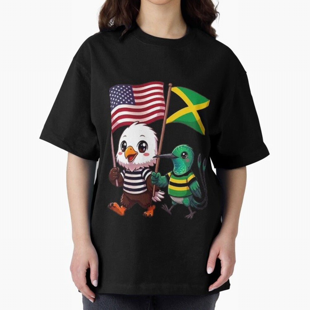 The American eagle and its friend, the Jamaican hummingbird Oversized T-Shirt Carry Global Football Passion for FIFA World Cup 2026 Group Stage, Driven by Haaland, England and Germany, Supporter Pride, Iconic Celebrations, Legendary Names and