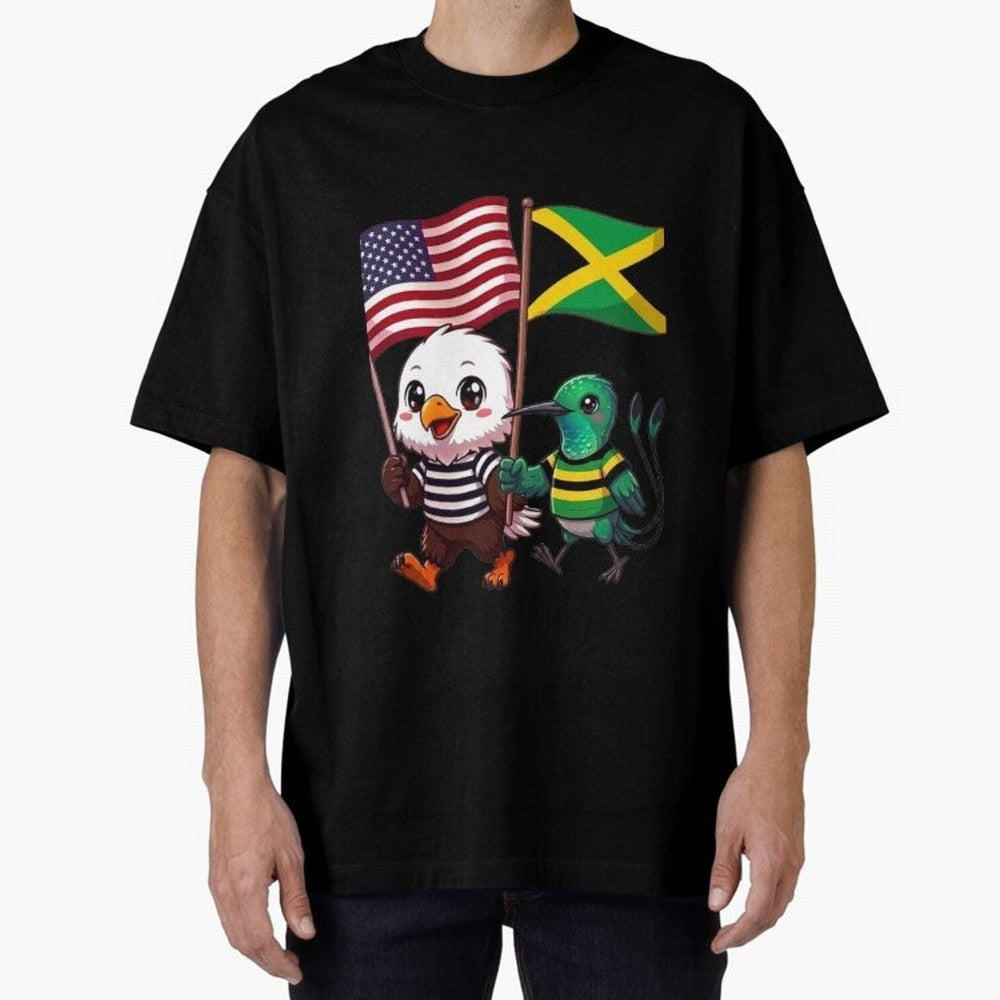 The American eagle and its friend, the Jamaican hummingbird Oversized T-Shirt Carry Global Football Passion for FIFA World Cup 2026 Group Stage, Driven by Haaland, England and Germany, Supporter Pride, Iconic Celebrations, Legendary Names and