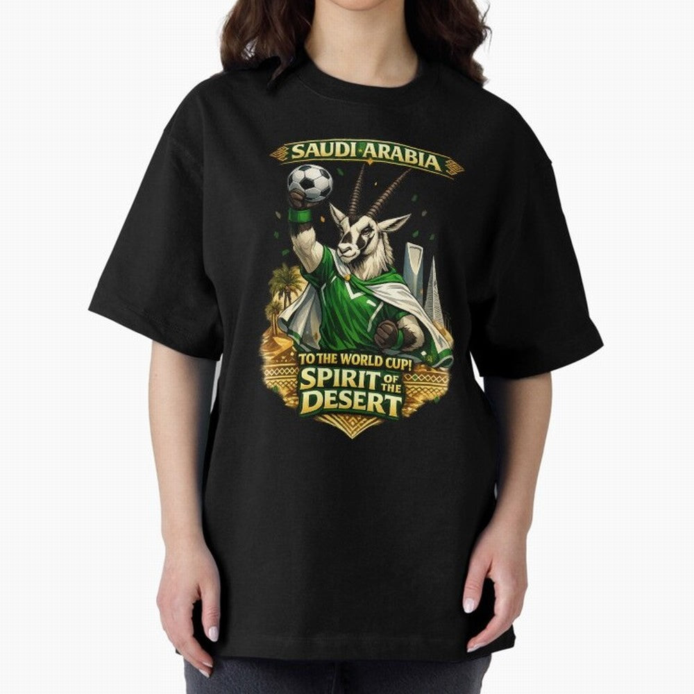Saudi Arabia World Cup Desert Spirit Oversized T-Shirt Embrace the FIFA World Cup 2026 Group Stage Journey through Cristiano Ronaldo, Haaland and CR7 Highlights, Brazil Pride, Championship Spirit, Famous Goals, Roaring Crowds and International