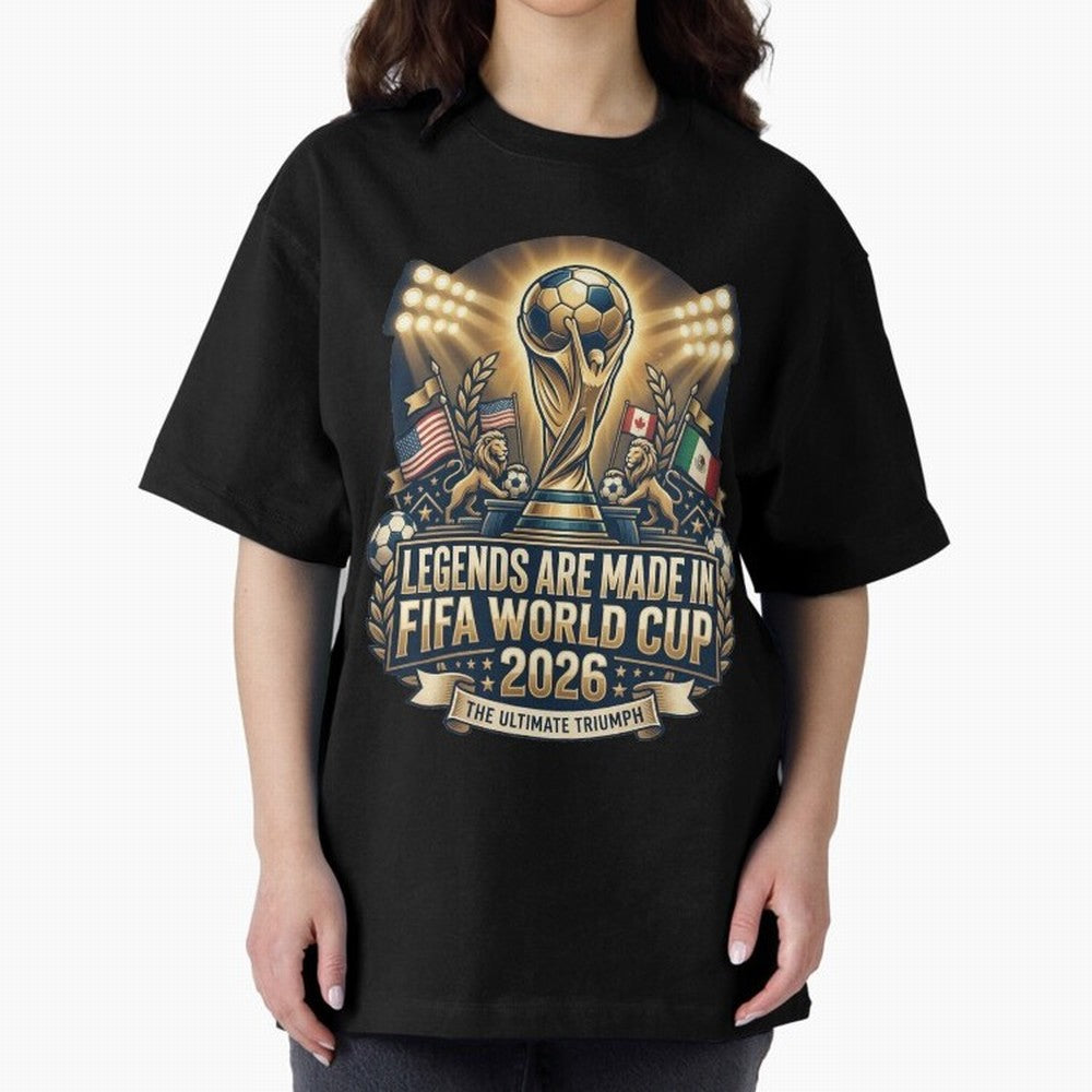 Legendary FIFA World Cup 2026 Football Quote Design For Passionate Soccer Fans Oversized T-Shirt Remember Iconic Moments from Global Football Passion for FIFA World Cup 2026, Centered on Messi, Neymar and Mbappe, Brazil, Portugal and Argentina,