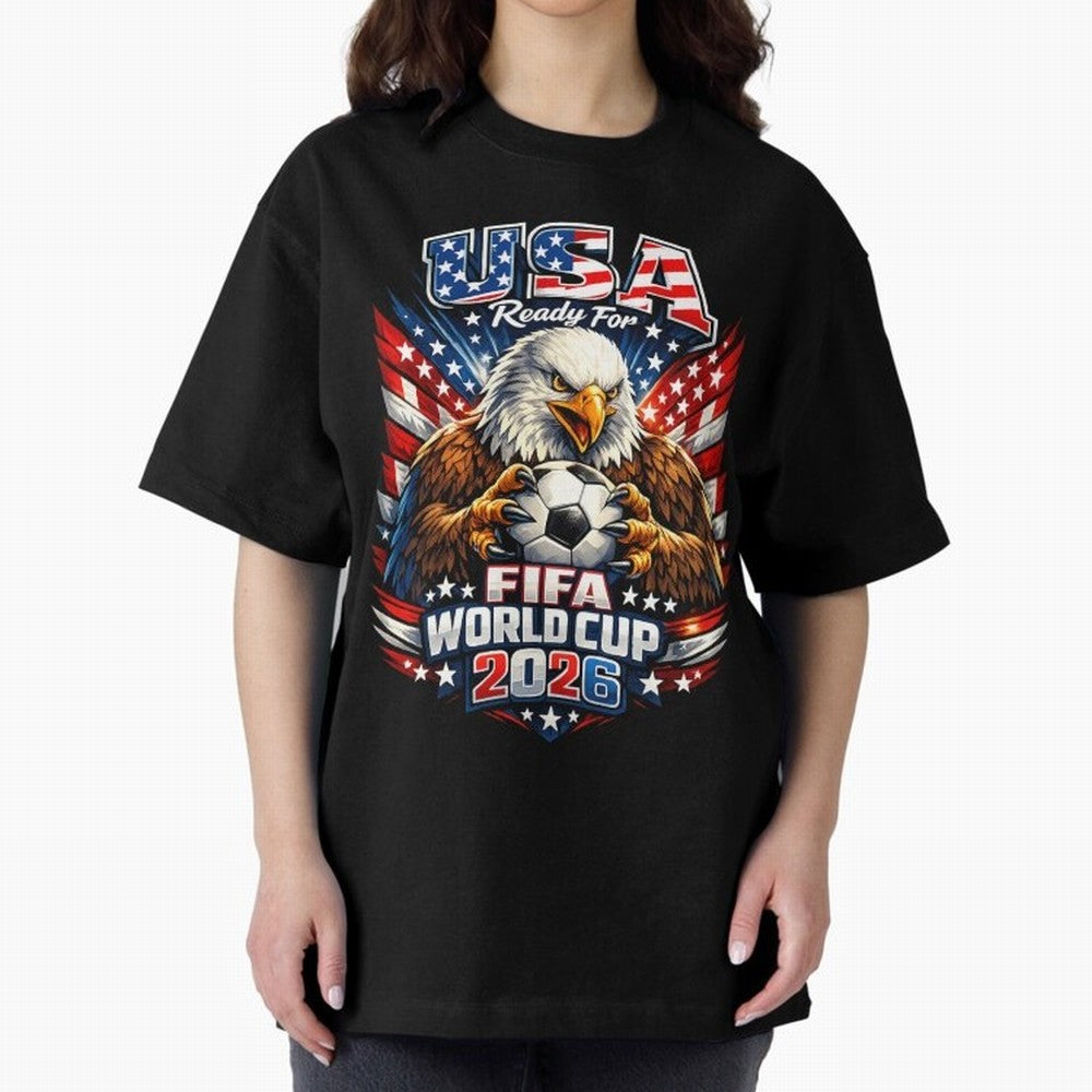 Soccer Pride Design For American Football Fans USA FIFA World Cup 2026 Oversized T-Shirt Celebrate the Biggest Stage of Global Football Passion for FIFA World Cup 2026 USA Canada Mexico, Built around CR7, Argentina and Brazil, Supporter Pride,