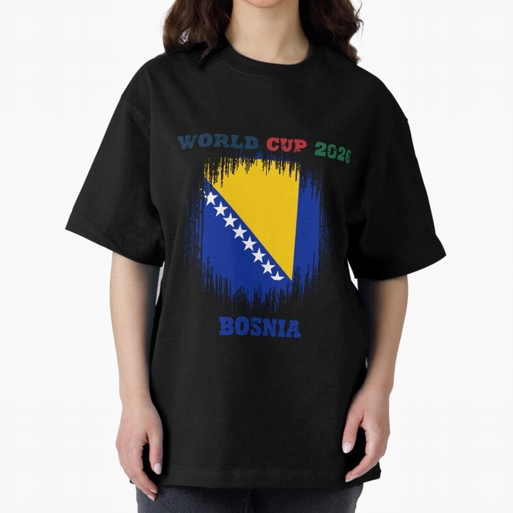 BOSNIA WORLD CUP 2026 Oversized T-Shirt Back the Journey through FIFA World Cup 2026 Celebrating Cristiano Ronaldo, Argentina and Brazil Energy, Goal Celebration Energy, Supporter Heritage, Football Icons and Worldwide Tournament Joy; Perfect for