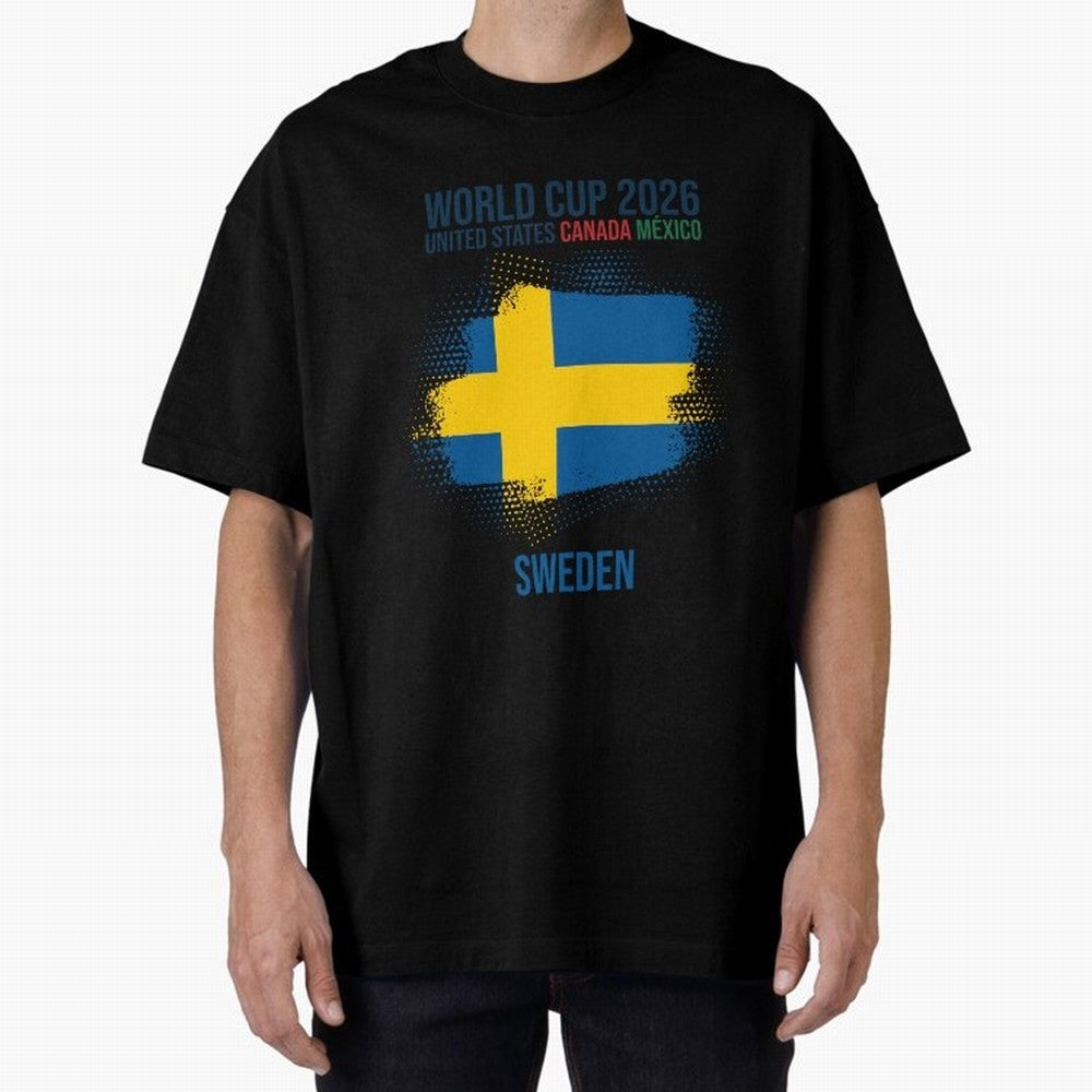 SWEDEN WORLD CUP 2026 Oversized T-Shirt Celebrate the Stars of the FIFA World Cup 2026 Group Stage Journey through Messi, Neymar and Mbappe Highlights, Brazil, Portugal and Argentina Pride, Goal Celebration Energy, Supporter Heritage, Football