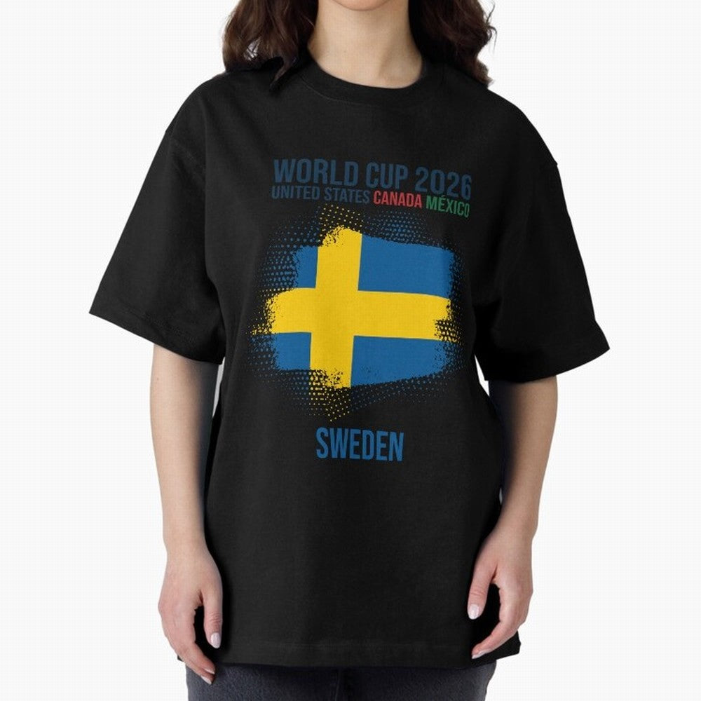 SWEDEN WORLD CUP 2026 Oversized T-Shirt Celebrate the Stars of the FIFA World Cup 2026 Group Stage Journey through Messi, Neymar and Mbappe Highlights, Brazil, Portugal and Argentina Pride, Goal Celebration Energy, Supporter Heritage, Football