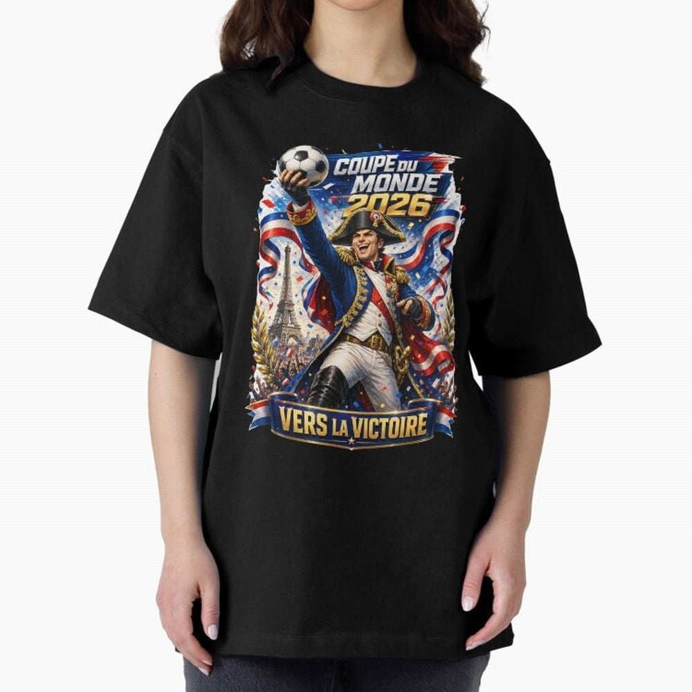 France World Cup 2026 Victory Oversized T-Shirt Show Match Day Excitement for FIFA World Cup 2026 Spirit, with England, Messi and Cristiano Ronaldo, Football Festival Excitement, Trophy Ambitions, Country Rivalries and Star Player Buzz; Made for