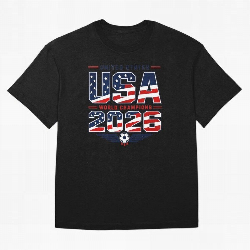 USA World Champions 2026 ¨C Patriotic Soccer Fan Shirt Oversized T-Shirt Fuel the Hype around Match Day Hype around FIFA World Cup 2026 Group Stage, Mbappe, England and Germany, Classic Soccer Heritage, Championship Pressure, Fan Loyalty and
