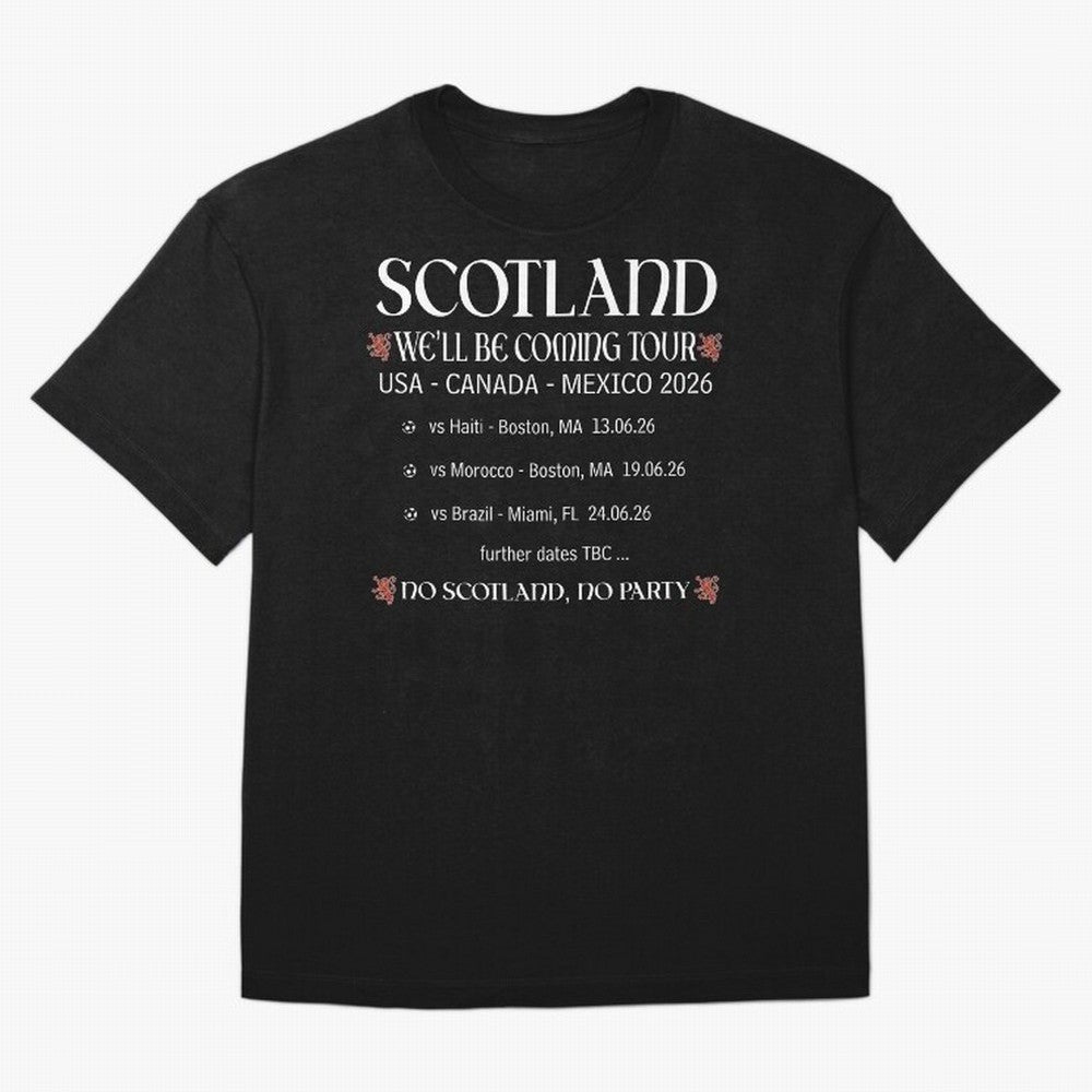 Scotland We'll be Coming Tour Oversized T-Shirt Celebrate Football Heritage in FIFA World Cup 2026 USA Canada Mexico for Fans of Messi, Neymar and Mbappe and Argentina, Bringing Soccer Culture, Superstar Moments, National Team Dreams and