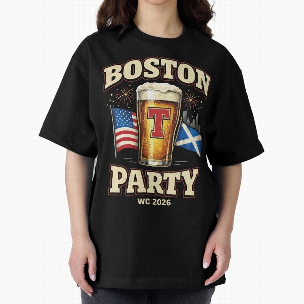 Boston T?Party Scotland Football WC 2026 Oversized T-Shirt Cheer for Match Day Hype around FIFA World Cup 2026, Haaland and Mbappe, Argentina and Brazil, Game Day Rituals, Football Legends, Country Pride and the Road to the Final; Perfect for