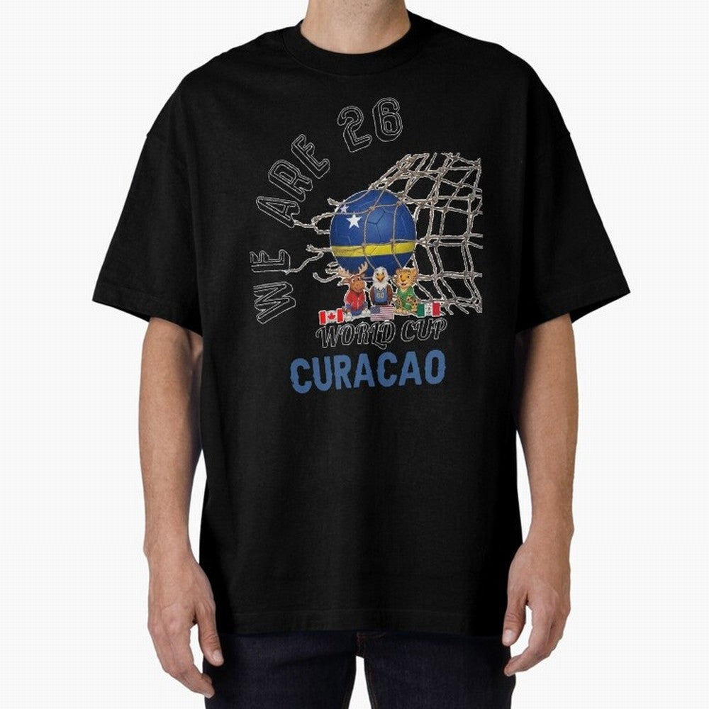 World cup 26 - Curacao Oversized T-Shirt Treasure the FIFA World Cup 2026 USA Canada Mexico Journey through CR7 and Messi Highlights, Brazil Pride, Soccer Culture, Superstar Moments, National Team Dreams and Competitive Fire; Ideal for Fans Who