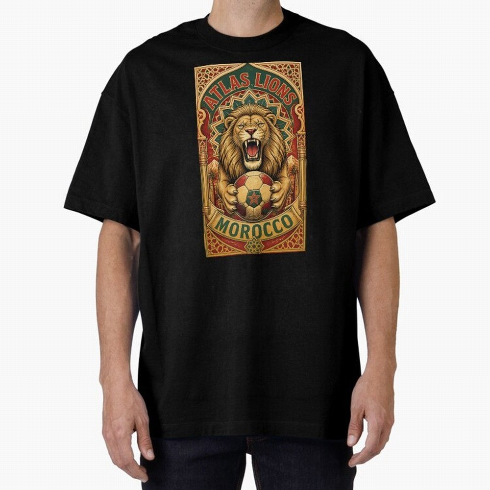 Morocco Soccer Lion - Atlas Lions Vintage African Football Fan T-Shirt Oversized T-Shirt Bring Champion Energy into the FIFA World Cup 2026 Group Stage Journey through Cristiano Ronaldo Highlights, Argentina Pride, Soccer Culture, Superstar