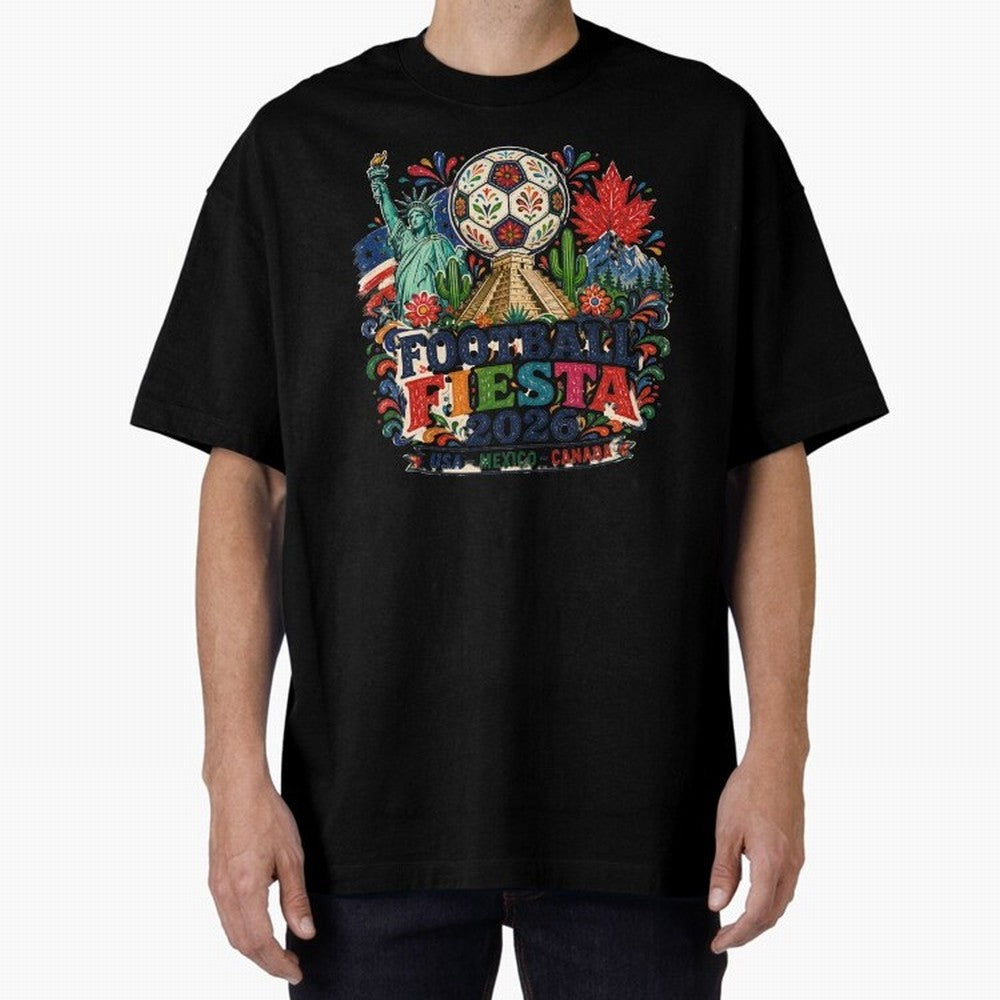Football Fiesta 2026 Soccer Celebration Art Oversized T-Shirt Make Game Day About FIFA World Cup 2026 Group Stage for Fans of Neymar, Haaland and Cristiano Ronaldo and Argentina, France and Brazil, Bringing Stadium Memories, Football Loyalty,