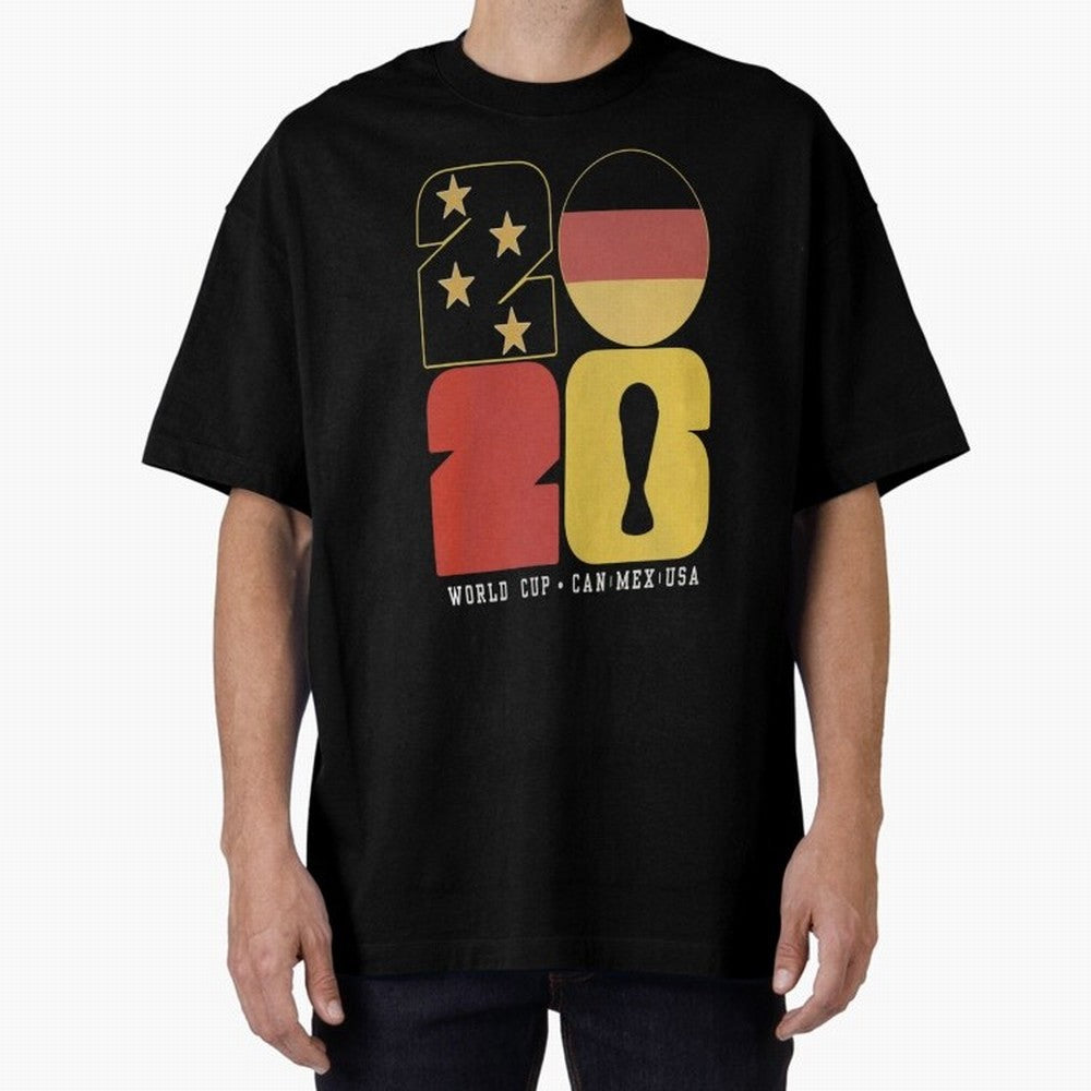 Germany Football World Cup 2026 - Die Mannschaft Retro Typography Oversized T-Shirt Honor the Football Icons of Global Football Passion for FIFA World Cup 2026 Group Stage, Inspired by Messi and Cristiano Ronaldo, Portugal, Stadium Memories,