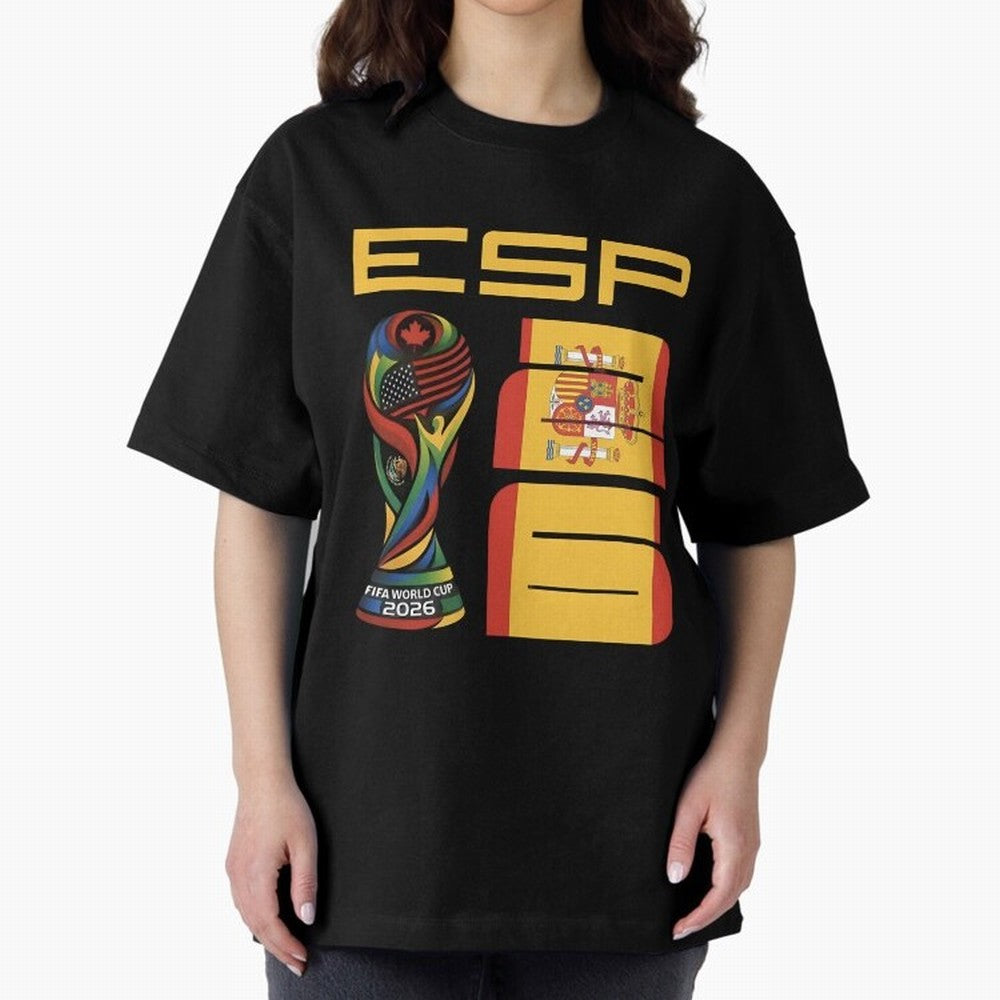 Spain Soccer World Cup 2026 Fan Art - ESP La Roja Oversized T-Shirt Join the Global Buzz around the FIFA World Cup 2026 Journey through Haaland Highlights, Brazil, Portugal and Argentina Pride, Vintage Soccer Flavor, Modern Football Stars, National