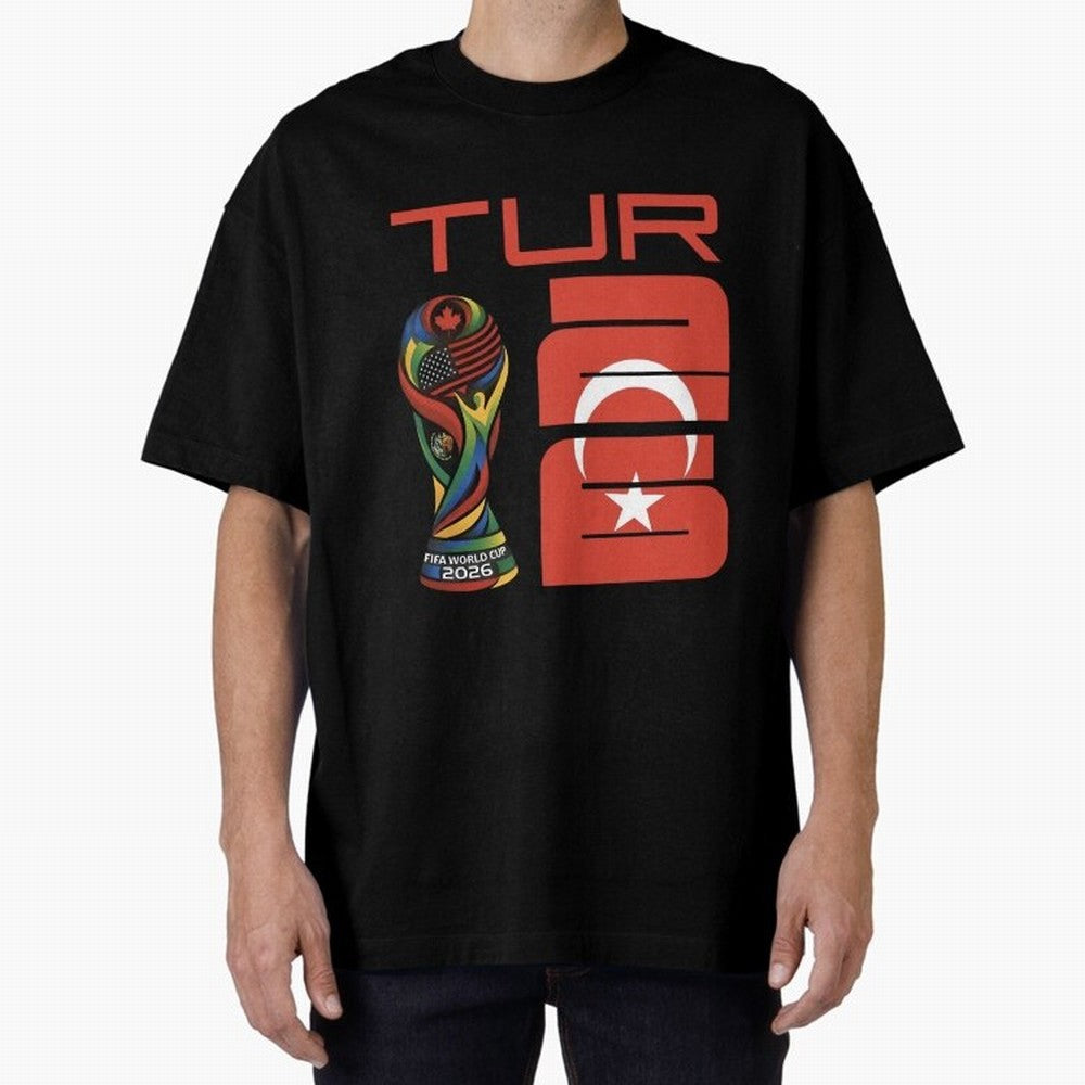 Turkey Football World Cup 2026 Fan Design Oversized T-Shirt Celebrate Supporters United by Global Football Passion for FIFA World Cup 2026, with Haaland and Mbappe, England and Germany, Sports Nostalgia, International Competition, Famous Players