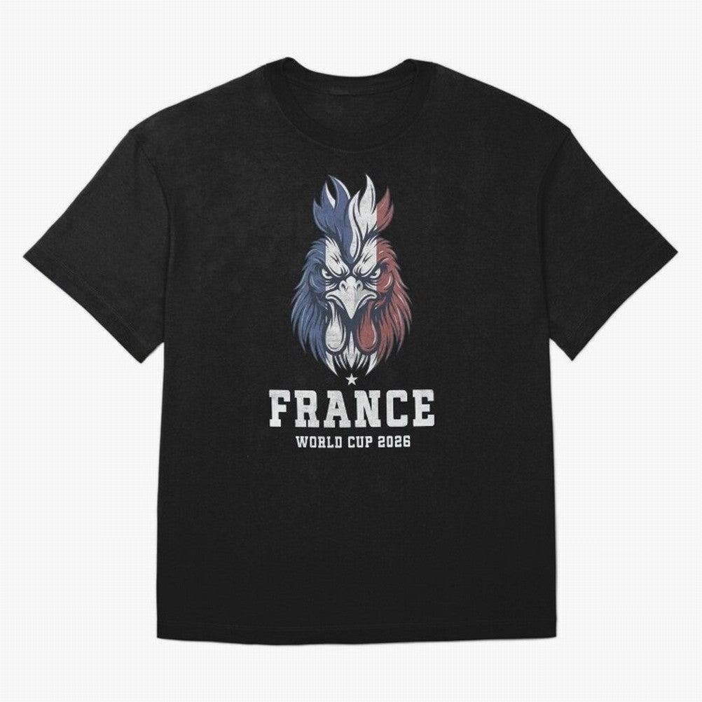 France Football World Cup 2026 Rooster Mascot Art Oversized T-Shirt Honor Football Greatness during Match Day Hype around FIFA World Cup 2026, Mbappe, Portugal, Spain and Germany, Soccer Culture, Superstar Moments, National Team Dreams and