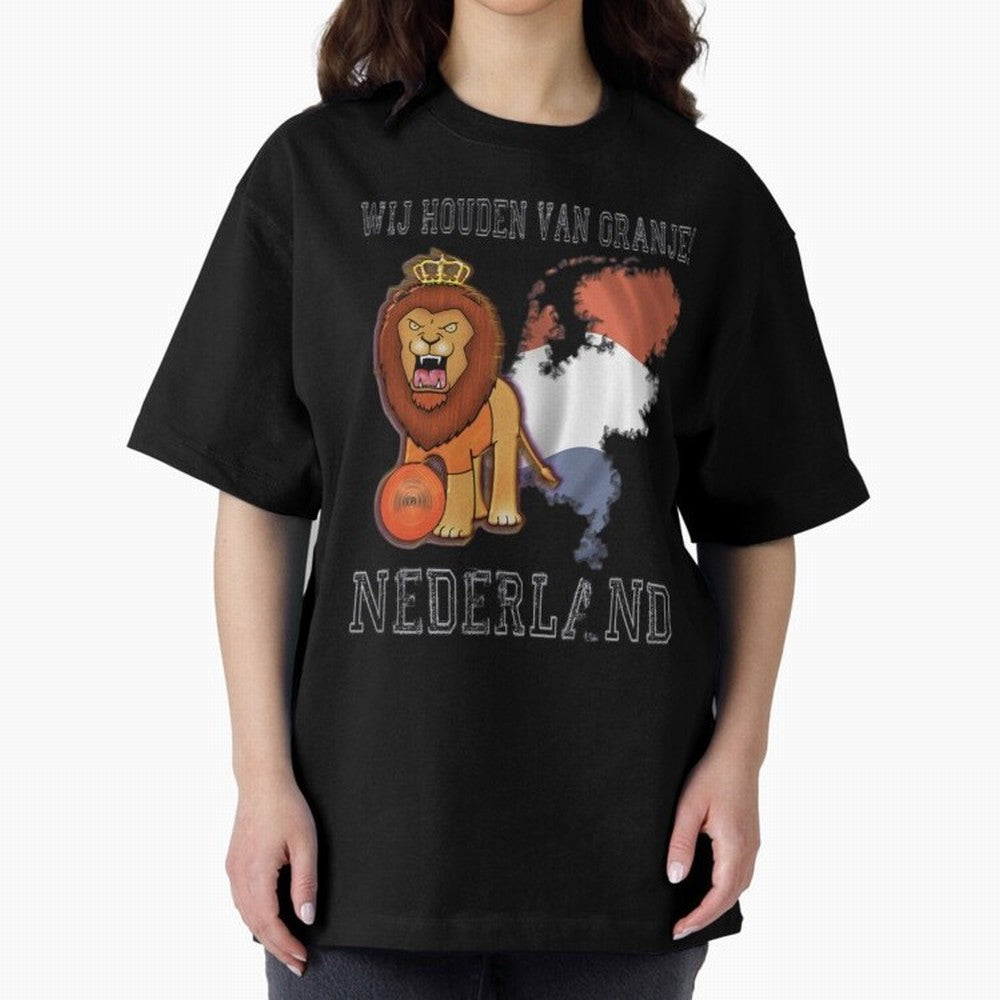 Dutch Pride Lion - Netherlands Football Fans Oranje Oversized T-Shirt Capture FIFA World Cup 2026 USA Canada Mexico Driven by CR7, Portugal Energy, Stadium Chants, National Pride, Trophy Dreams and Unforgettable Football Memories; Created for Match