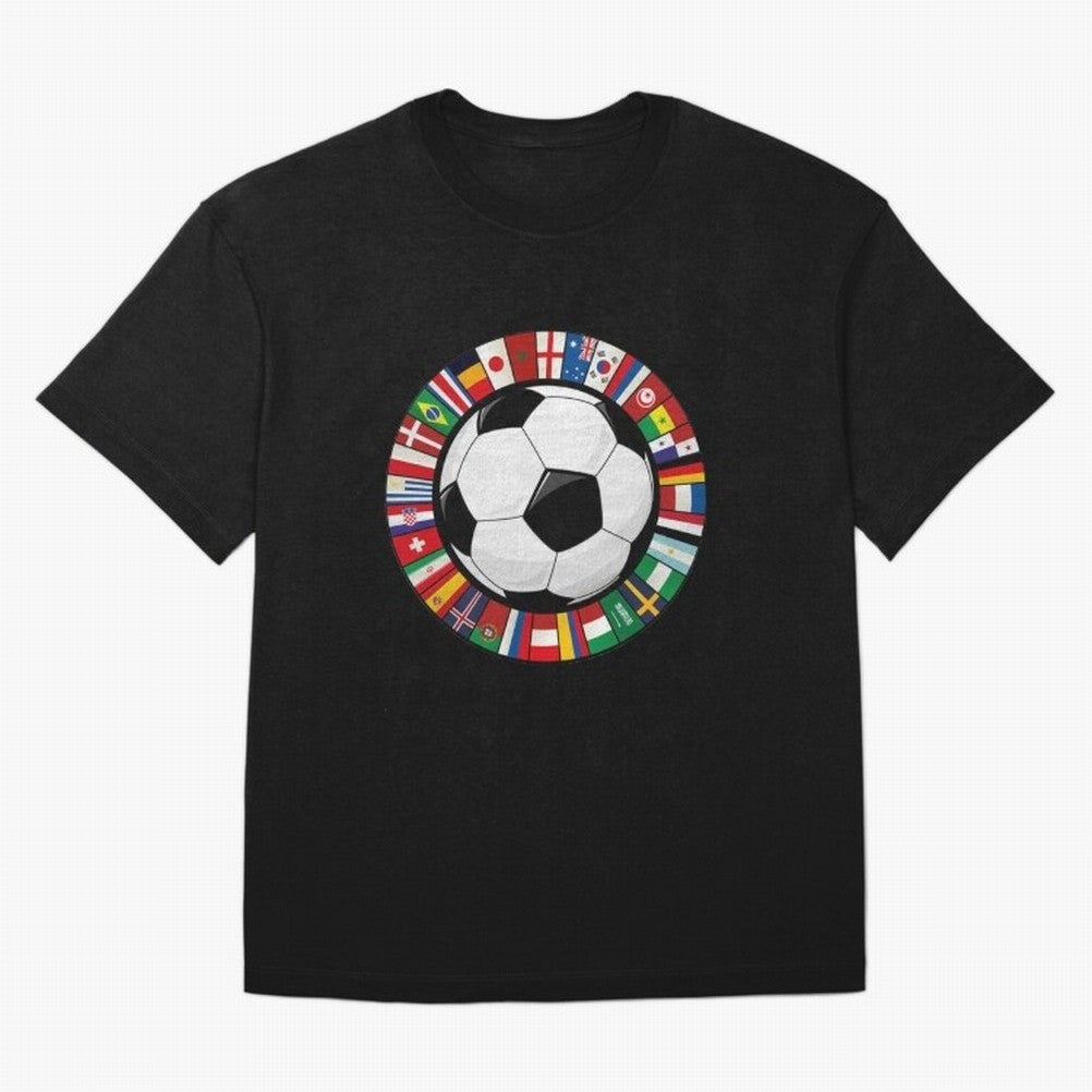 Global Nations Football Circle Art Oversized T-Shirt Cheer for FIFA World Cup 2026 Group Stage Featuring Haaland and Mbappe, Spain Energy, Global Supporter Spirit, Legendary Goals, National Colors and Tournament Celebration; Great for Supporters