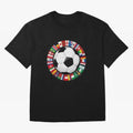 Global Nations Football Circle Art Oversized T-Shirt Cheer for FIFA World Cup 2026 Group Stage Featuring Haaland and Mbappe, Spain Energy, Global Supporter Spirit, Legendary Goals, National Colors and Tournament Celebration; Great for Supporters