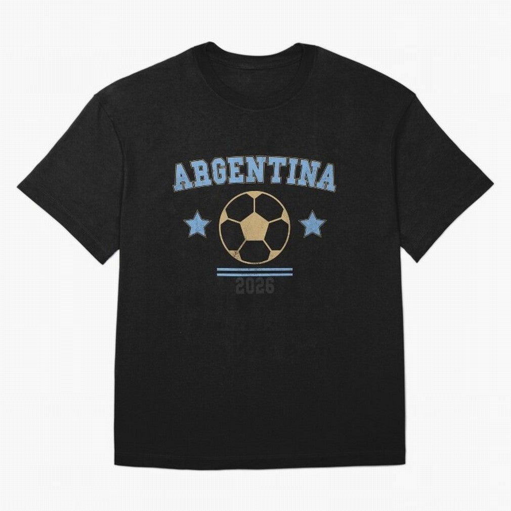 Argentina 2026 ¡ª Vintage Soccer Tee Oversized T-Shirt Celebrate Global Passion for Match Day Hype around FIFA World Cup 2026 Group Stage, Mbappe, Netherlands, Stadium Chants, National Pride, Trophy Dreams and Unforgettable Football Memories; Made