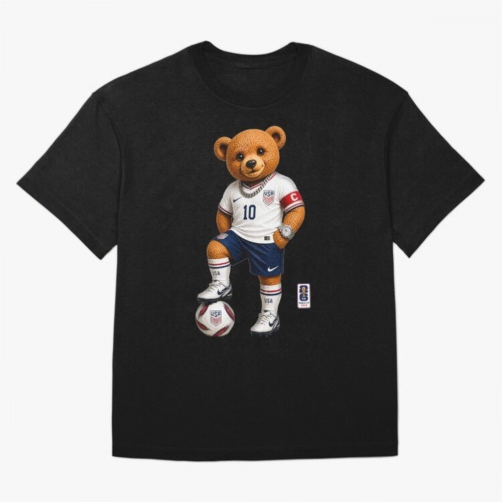 USA Soccer Bear World Cup 2026 Teddy Bear Oversized T-Shirt Celebrate National Team Dreams in Match Day Hype around FIFA World Cup 2026 Group Stage, CR7, Spain, Championship Spirit, Famous Goals, Roaring Crowds and International Football Unity;