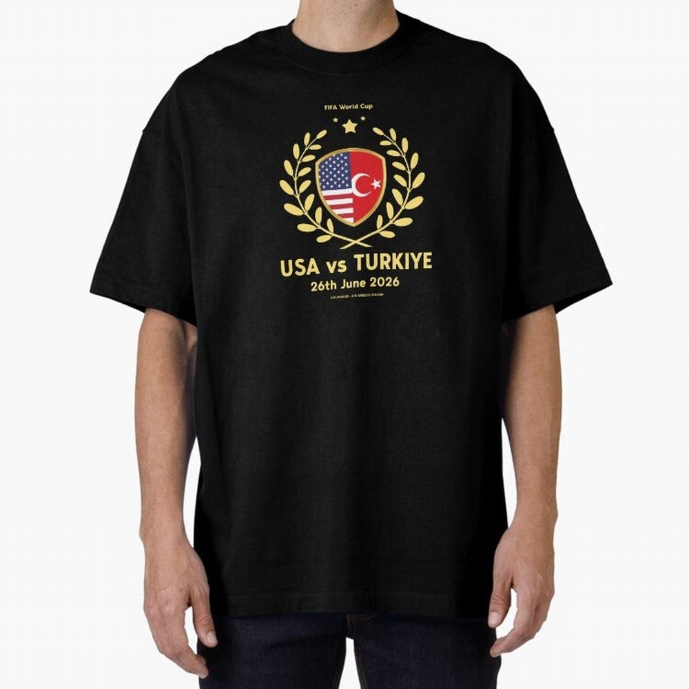 Copy of FIFA World Cup - USA v Turkiye Oversized T-Shirt Represent Fans Who Live for Global Football Passion for FIFA World Cup 2026 Group Stage, Made for Messi, Neymar and Mbappe, France and Portugal, Football Festival Excitement, Trophy