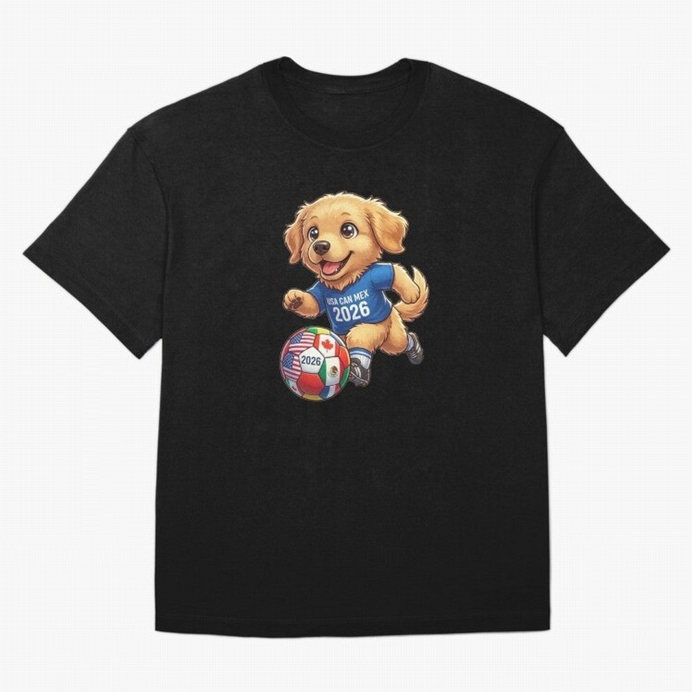 Golden Retriever Soccer Champ - World Cup 2026 Spirit Oversized T-Shirt Carry the FIFA World Cup 2026 Group Stage Journey through Haaland and Mbappe Highlights, Spain and Netherlands Pride, Sports Nostalgia, International Competition, Famous