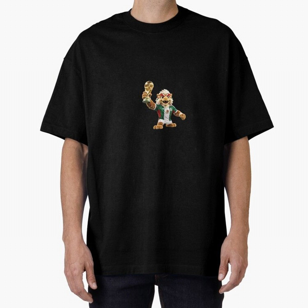 Mexico Soccer Mascot Champion - Mexican Football Victory Trophy 2026 Oversized T-Shirt Fuel Match Day Hype around FIFA World Cup 2026, Neymar, England, France and Netherlands, Tournament Hype, Historic Matchups, Family Viewing Parties and Global