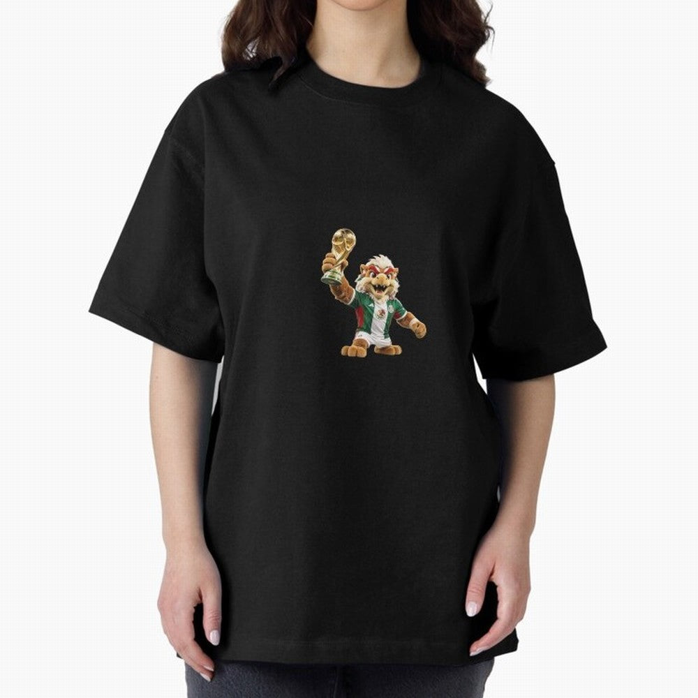 Mexico Soccer Mascot Champion - Mexican Football Victory Trophy 2026 Oversized T-Shirt Fuel Match Day Hype around FIFA World Cup 2026, Neymar, England, France and Netherlands, Tournament Hype, Historic Matchups, Family Viewing Parties and Global