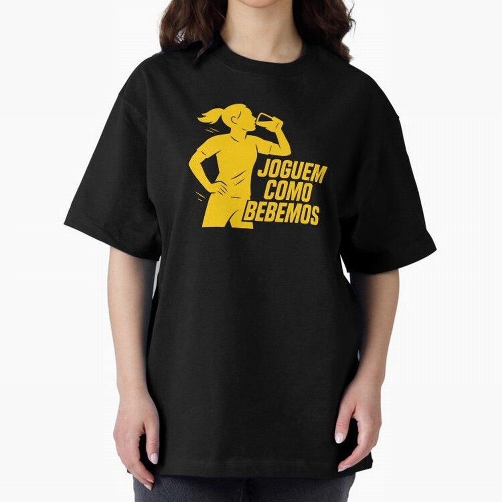 Joguem Como Bebemos Women World Cup 2026 Oversized T-Shirt Follow the Final Road of Global Football Passion for FIFA World Cup 2026, Highlighting Mbappe and Neymar, Spain and Netherlands, Sports Nostalgia, International Competition, Famous Players