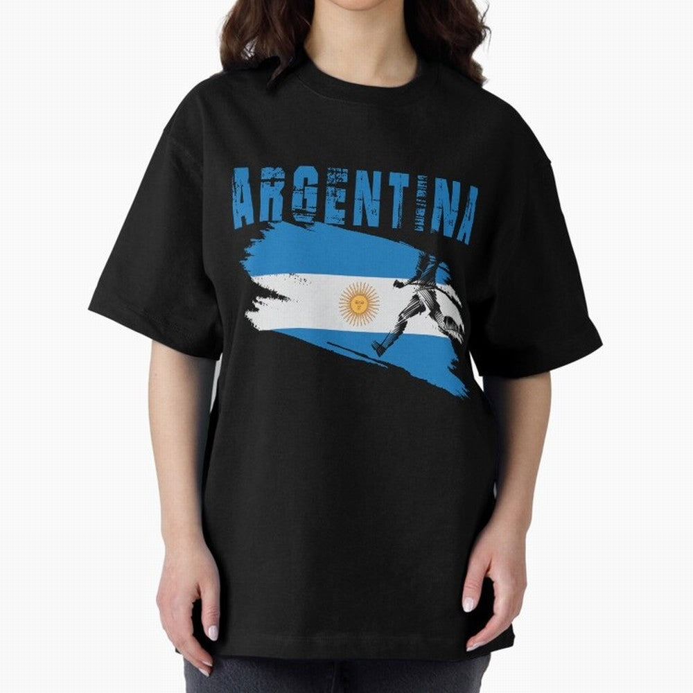 Argentina World Cup 2026 ¨C Pride in Motion Oversized T-Shirt Stand Out with Spirit from FIFA World Cup 2026 USA Canada Mexico for Fans of Mbappe and Neymar and England, France and Netherlands, Bringing Match Day Excitement, Supporter Culture,