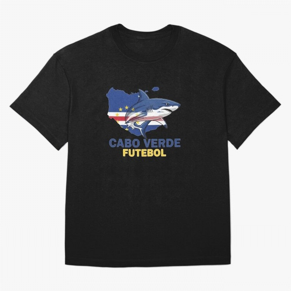 Cabo Verde Soccer Blue Shark Design Oversized T-Shirt Bring Trophy Dreams to the FIFA World Cup 2026 USA Canada Mexico Journey through Cristiano Ronaldo Highlights, France and Portugal Pride, Worldwide Fan Energy, Dramatic Goals, Stadium Lights and