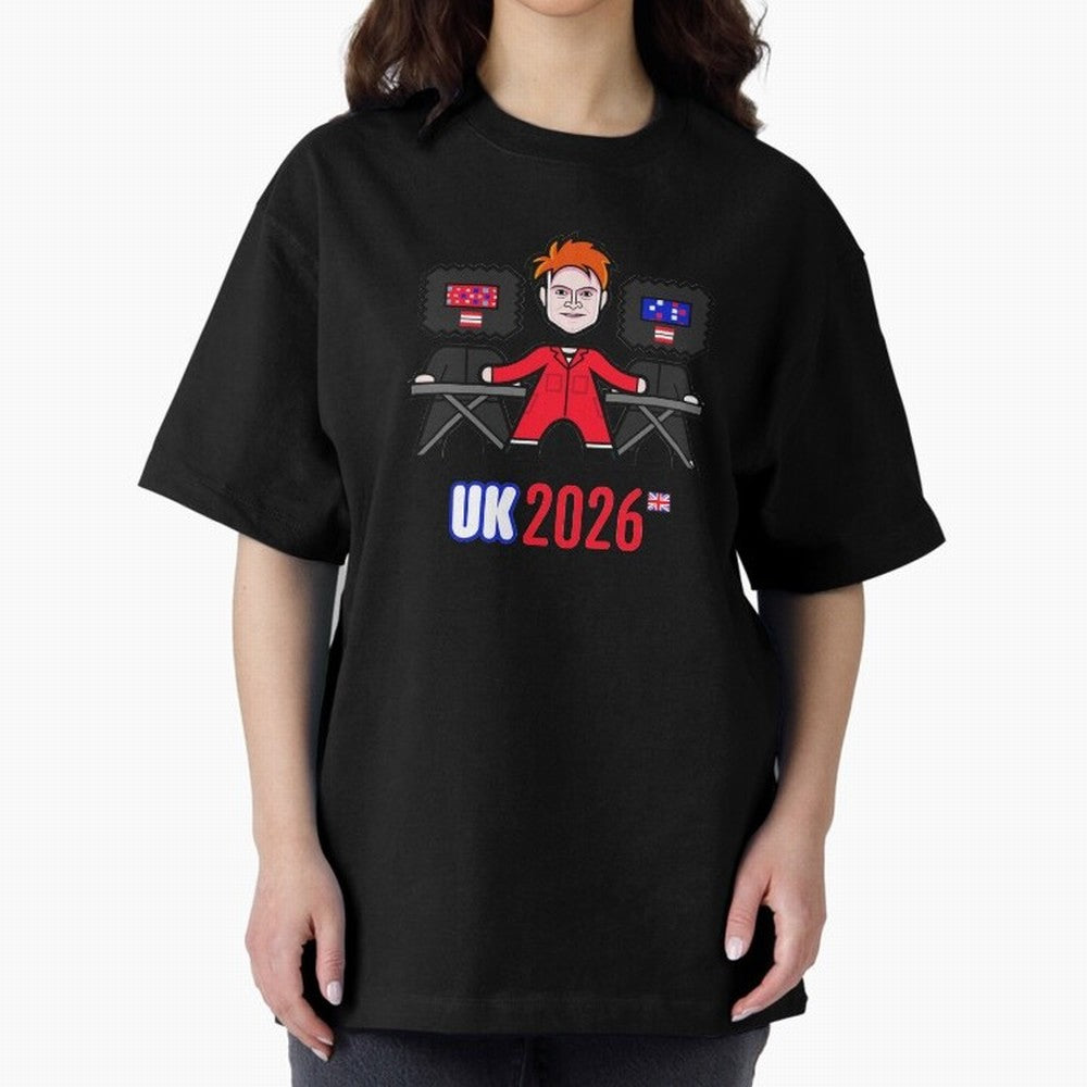 United Kingdom 2026 Oversized T-Shirt Live the Energy of FIFA World Cup 2026 Spirit, with Argentina and Brazil, Messi, CR7 and Mbappe, Sports Nostalgia, International Competition, Famous Players and Unforgettable Victories; Ideal for Fans Who