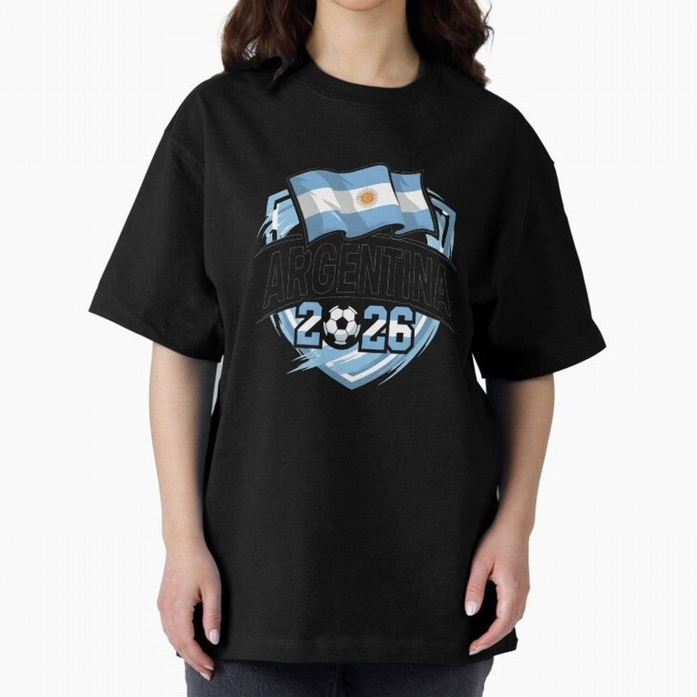 ARGENTINA World Cup 2026 Poster ¨C ARGENTINA Football Oversized T-Shirt Honor the Football Icons of Match Day Hype around FIFA World Cup 2026 Group Stage, CR7 and Messi, Argentina and Brazil, Supporter Pride, Iconic Celebrations, Legendary Names