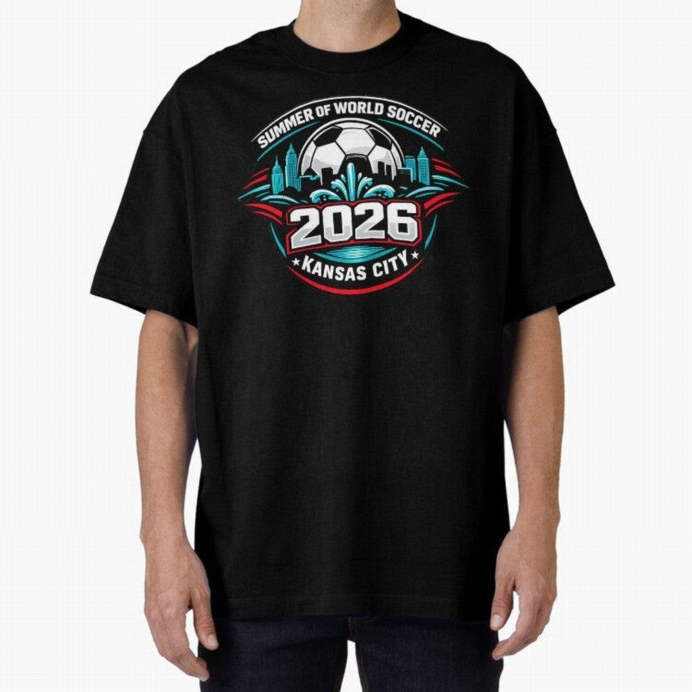 World Soccer Tournament Cup 2026 Kansas City Oversized T-Shirt Show Passion for the Stars of FIFA World Cup 2026 Group Stage for Fans of Messi and England, France and Netherlands, Bringing Goal Celebration Energy, Supporter Heritage, Football Icons
